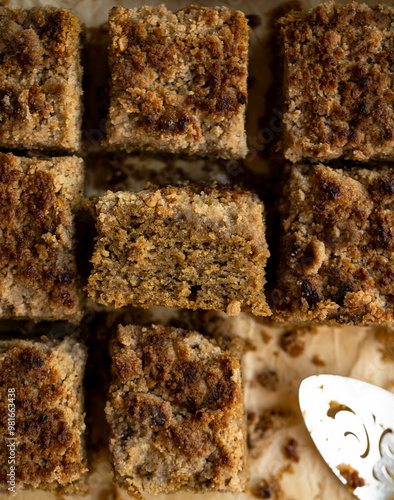 close up of coffee cake 