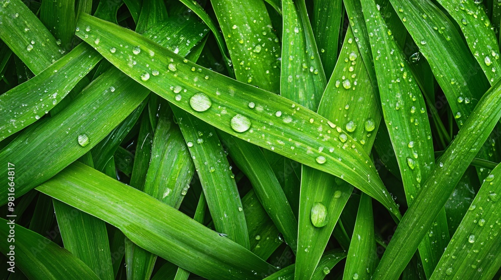 Close-up of Dew-Covered Green Leaves Close-up of Dew-Covered Green Leaves