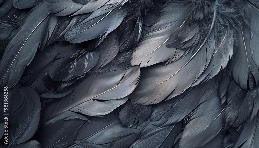 Obraz premium Close-up of gray feathers with detailed texture, capturing the delicate structure