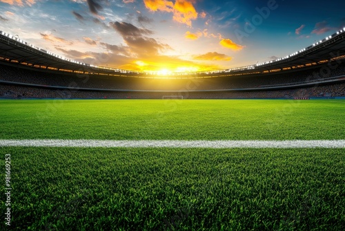 Soccer stadium field, soccer background, ai