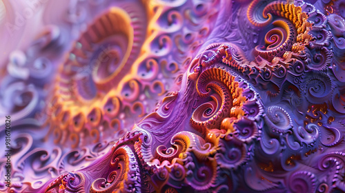 Abstract fractal art, with swirls and curves, colorful and detailed.