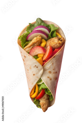 Chicken wrap, top view, one background color photo