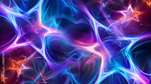 Wallpaper Mural Abstract background with glowing, colorful, star-shaped patterns. Torontodigital.ca