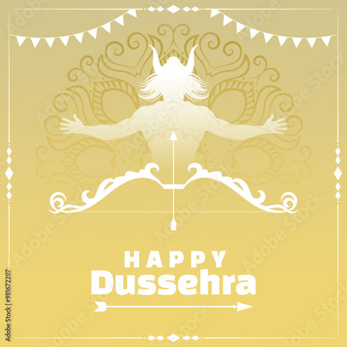 Happy Dasara. Dussehra. Social Media Post Template Vector Design.
