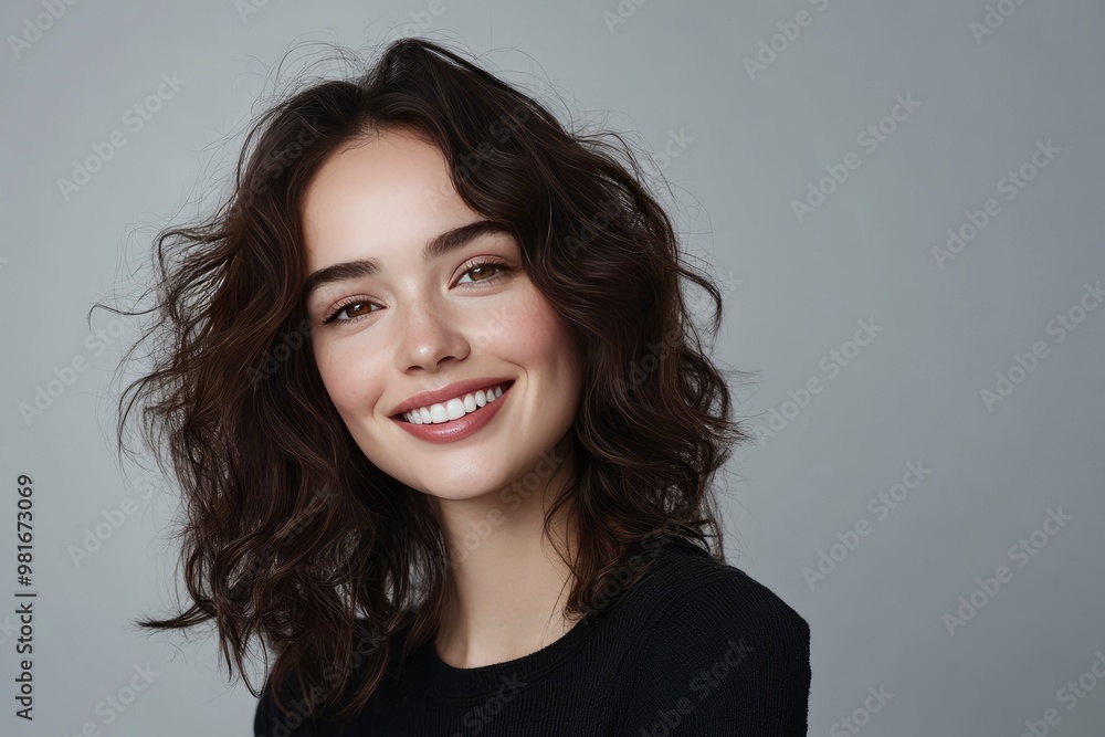 Woman, portrait and hair care in studio with beauty from salon treatment, cosmetics and shampoo shine. Model, person and smile with skincare for wellness, dermatology and glowing , ai Woman, portrait and hair care in studio with beauty from salon treatment, cosmetics and shampoo shine. Model, person and smile with skincare for wellness, dermatology and glowing , ai