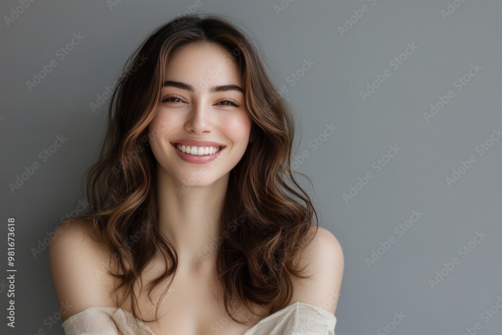 Woman, portrait and hair care in studio with beauty from salon treatment, cosmetics and shampoo shine. Model, person and smile with skincare for wellness, dermatology and glowing , ai Woman, portrait and hair care in studio with beauty from salon treatment, cosmetics and shampoo shine. Model, person and smile with skincare for wellness, dermatology and glowing , ai