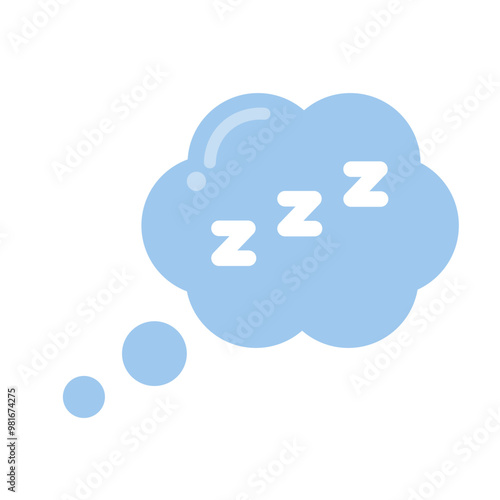 Speech bubble with zzz snore sign. Bedtime, nighttime, insomnia, dream concepts. Flat vector design isolated illustration.