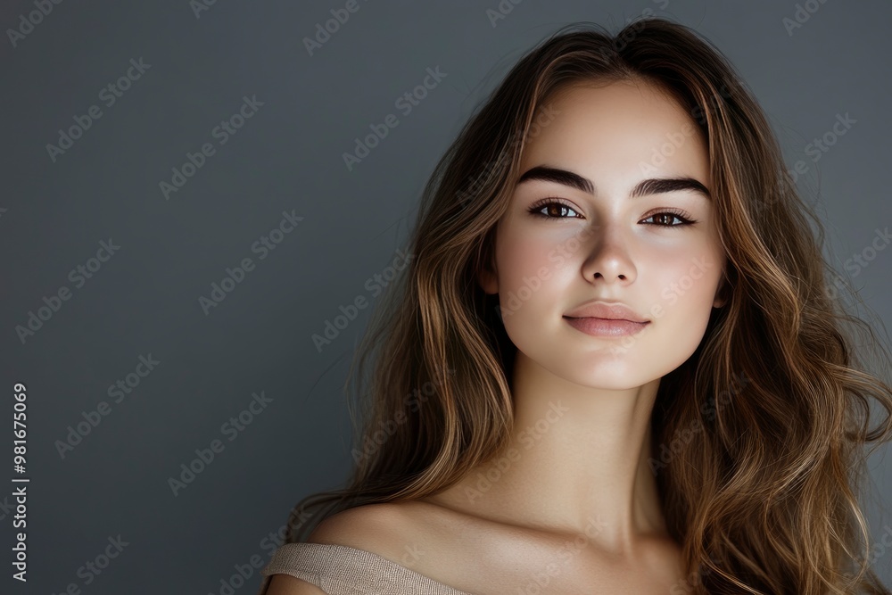 Woman, portrait and hair care in studio with beauty from salon treatment, cosmetics and shampoo shine. Model, person and smile with skincare for wellness, dermatology and glowing , ai Woman, portrait and hair care in studio with beauty from salon treatment, cosmetics and shampoo shine. Model, person and smile with skincare for wellness, dermatology and glowing , ai
