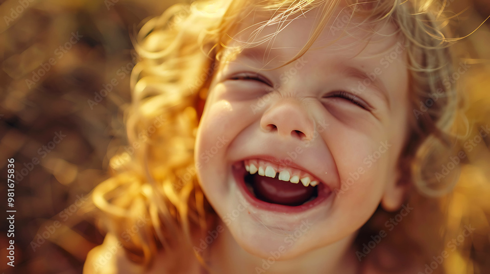 Close-up portrait of a little girl with blonde hair laughing. Close-up portrait of a little girl with blonde hair laughing.