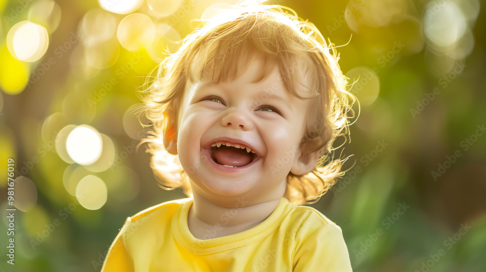 Portrait of a happy baby boy laughing outdoors on a sunny day. Portrait of a happy baby boy laughing outdoors on a sunny day.