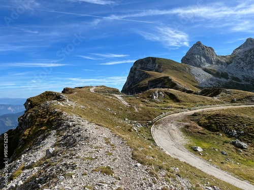 Mountain pass Mangart saddle in the Julian Alps, Strmec na Predelu (Triglav National Park, Slovenia) - Gebirgspass Mangart-Sattel in den Julischen Alpen (Triglav-Nationalpark, Slowenien) photo