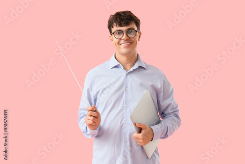 Male teacher with pointer a...