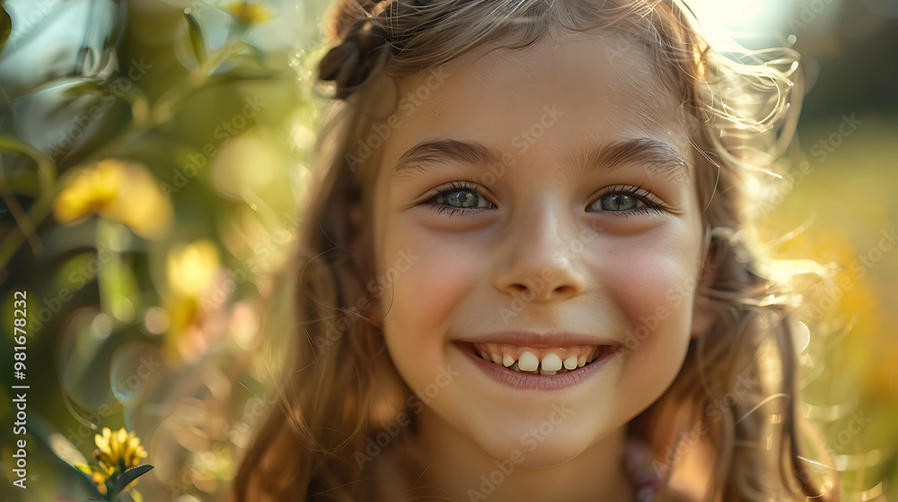 A portrait of a young girl smiling brightly. A portrait of a young girl smiling brightly.