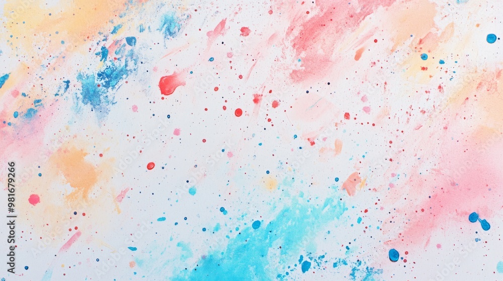 Obraz premium Splattered pastel paint on white marble, soft and colorful abstract background generative ai