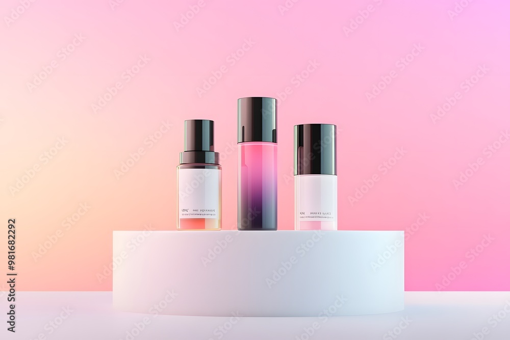 Cosmetic Products on a White Platform Cosmetic Products on a White Platform