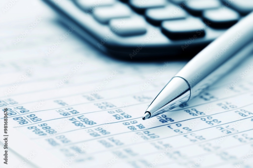 Close-up of financial documents with a calculator and pen, highlighting overhead costs with a blurred background for emphasis. Close-up of financial documents with a calculator and pen, highlighting overhead costs with a blurred background for emphasis.