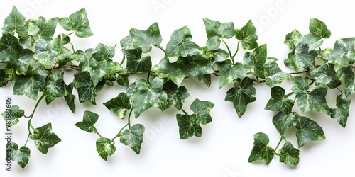 Elegant Arrangement of Green Ivy Leaves against a Clean White Background