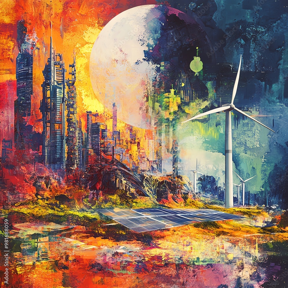 A panoramic view of a dystopian landscape A panoramic view of a dystopian landscape