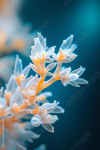 A serene, close-up shot of an underwater world, showcasing minimalist designs, vibrant coral textures, elegantly flowing seaweed, captured in stunning macro photography photo