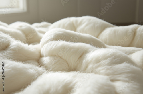 Fluffy Wool with Soft Tufts Providing Warmth: Cozy Textures for Winter Comfort