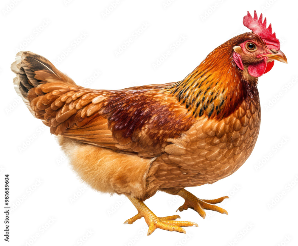 Fototapeta premium Brown hen isolated on transparent background