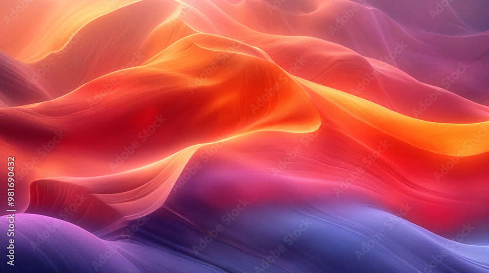 Obraz premium Chromatic Dreamscape: A vibrant abstract of swirling hues, where fiery oranges melt into cool blues, evoking a sense of ethereal beauty and motion. 