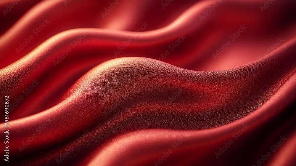 Obraz premium Red silk fabric with smooth waves, elegant