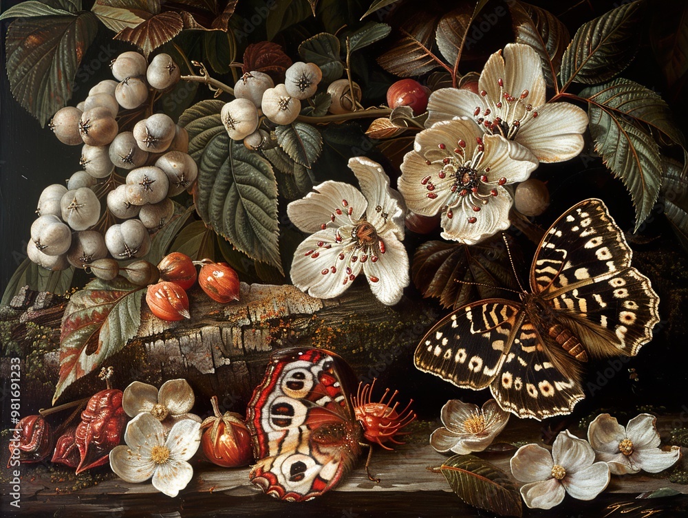 Still Life with White Flowers and Butterflies - A Masterpiece of Dutch Floral Art Still Life with White Flowers and Butterflies - A Masterpiece of Dutch Floral Art
