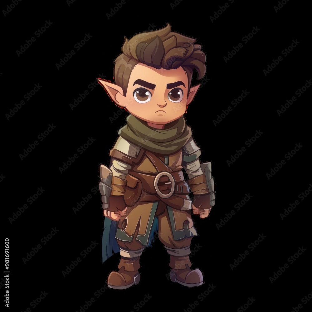 Young adventurer character in a fantasy setting Young adventurer character in a fantasy setting