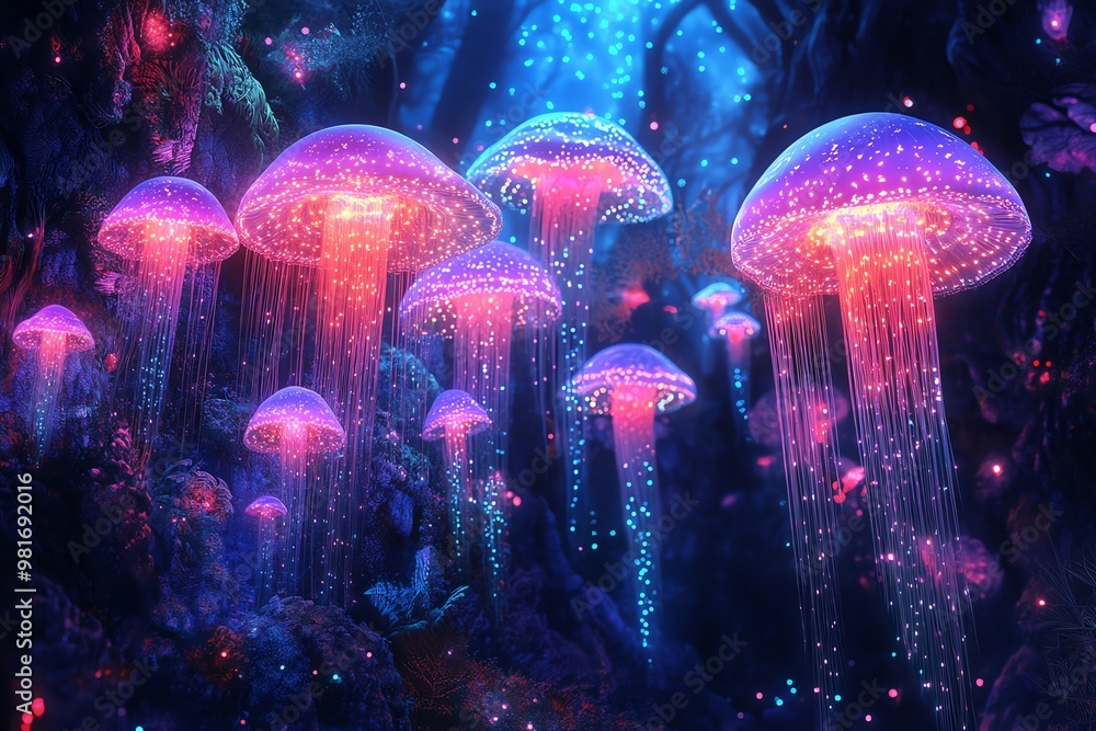 A vibrant fantasy world seen from a worms-eye view A vibrant fantasy world seen from a worms-eye view