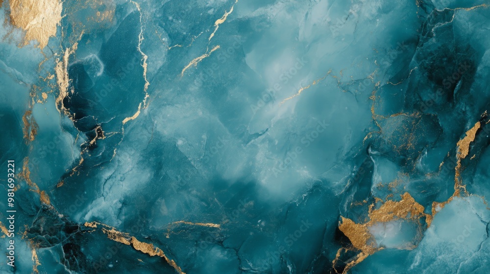 Teal and gold marble texture generative ai Teal and gold marble texture generative ai