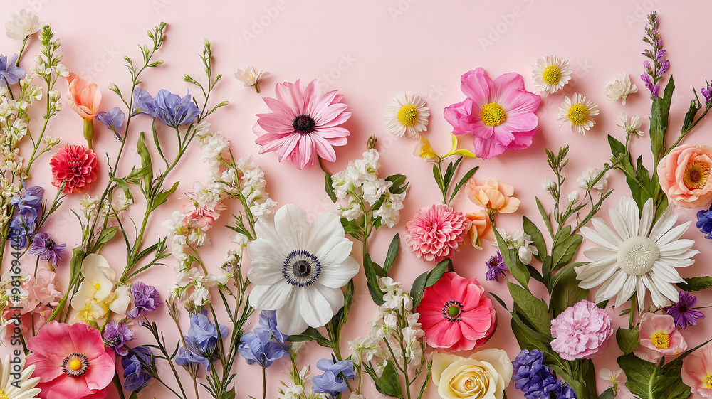 Obraz premium Handmade Chrysanthemum Flower Wall in Vibrant Colors for Wedding Background