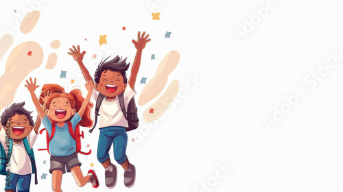 Large Group of Kids Joyfully Running Together