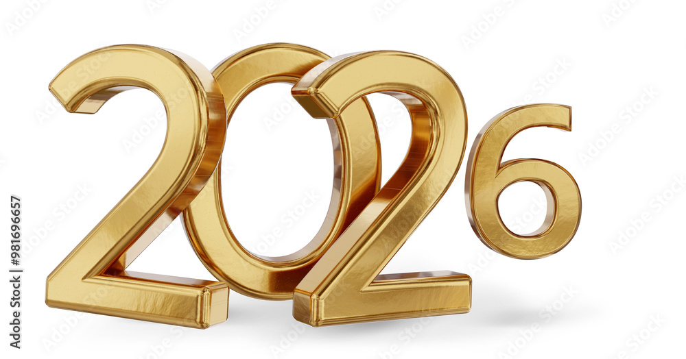 year 2026 golden symbol, 3d-illustration year 2026 golden symbol, 3d-illustration