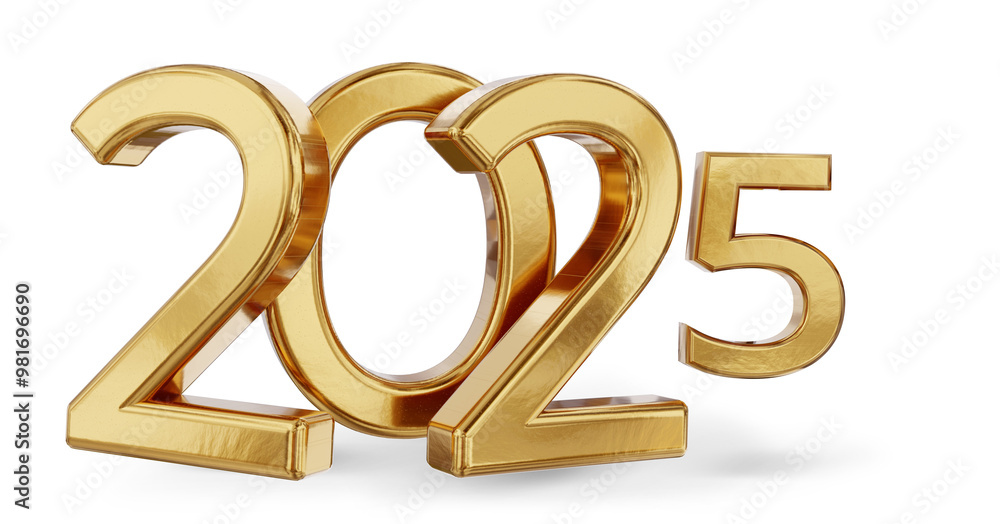 year 2025 golden symbol, 3d-illustration year 2025 golden symbol, 3d-illustration