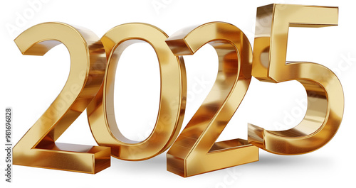 year 2025 golden symbol, 3d...