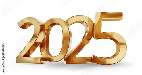 year 2025 golden symbol, 3d...