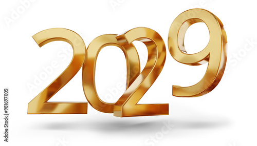 year 2029 golden symbol, 3d-illustration