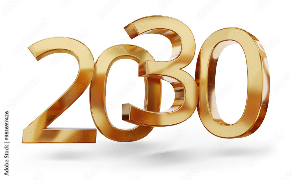 year 2030 golden symbol, 3d-illustration year 2030 golden symbol, 3d-illustration