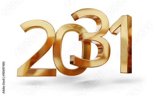 year 2031 golden symbol, 3d...