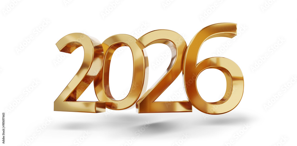 year 2026 golden symbol, 3d-illustration year 2026 golden symbol, 3d-illustration