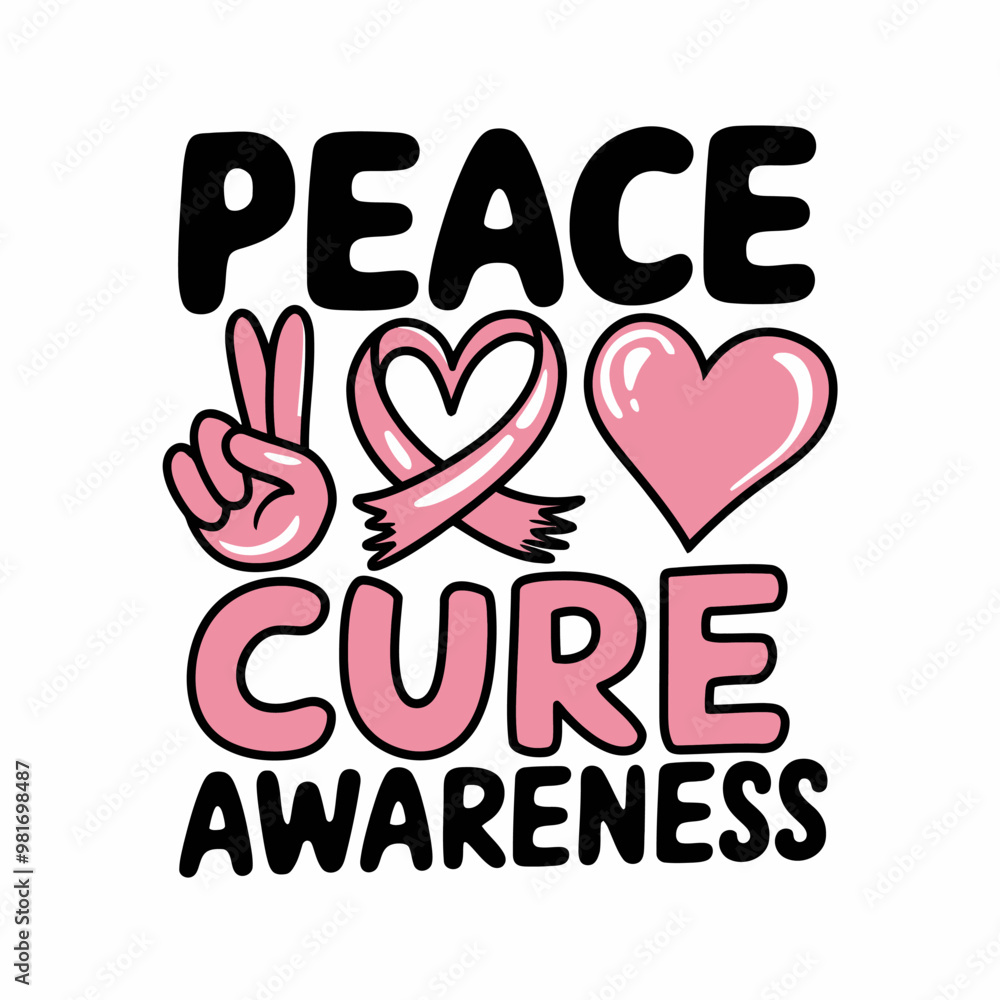 Peace, Love, Cure - Awareness vector Design Peace, Love, Cure - Awareness vector Design
