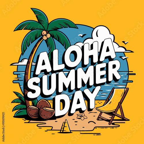 Aloha Summer Day - Vibrant T-Shirt Design