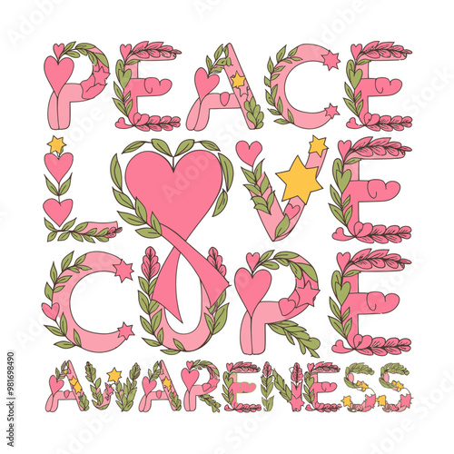 Peace, Love, Cure - Awareness vector Design
