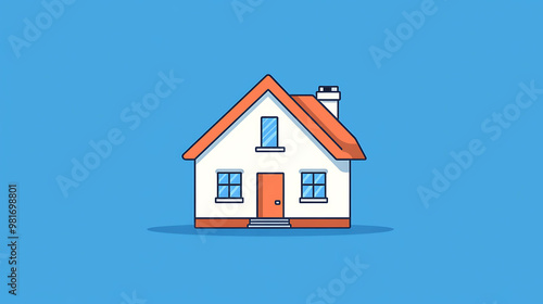 Wallpaper Mural A simple cartoon house with orange roof and blue windows. Torontodigital.ca