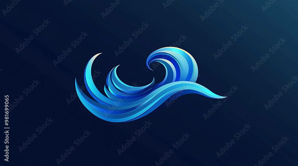 Abstract blue wave graphic against dark blue background. Abstract blue wave graphic against dark blue background.