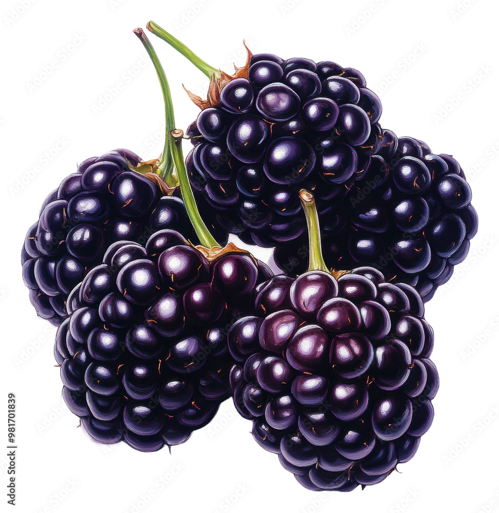 Fresh blackberries arranged isolated on transparent background Fresh blackberries arranged isolated on transparent background