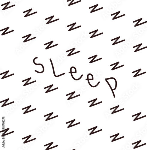 The thematic background consists of the letter "z" and the word "sleep".