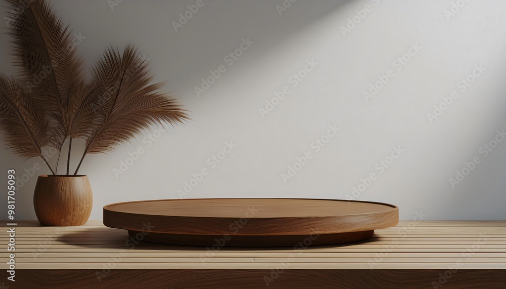display product placement wood and white 3d render display product placement wood and white 3d render