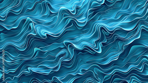 Abstract blue wavy background with a 3D look.